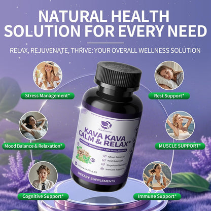 Liposomal Kava Kava Root Extract with L-Theanine, Calm & Sleep, 60 Capsules | 50% Kavalactones, 200mg L-Theanine, Vitamin B6 & B12 for Mood & Cognitive Support