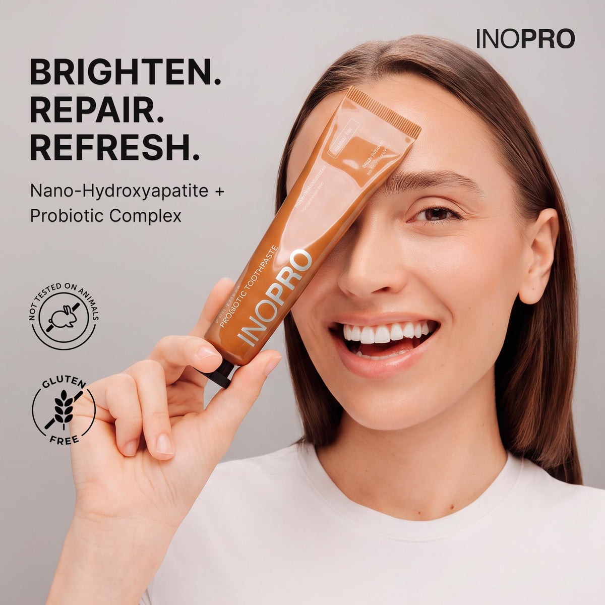 INOPRO Whitening Hydroxyapatite Toothpaste with Probiotic for Sensitive Teeth, Fluoride Free Enamel Support Toothpaste, SLS Free, Baking Soda, Coconut Oil, 5oz