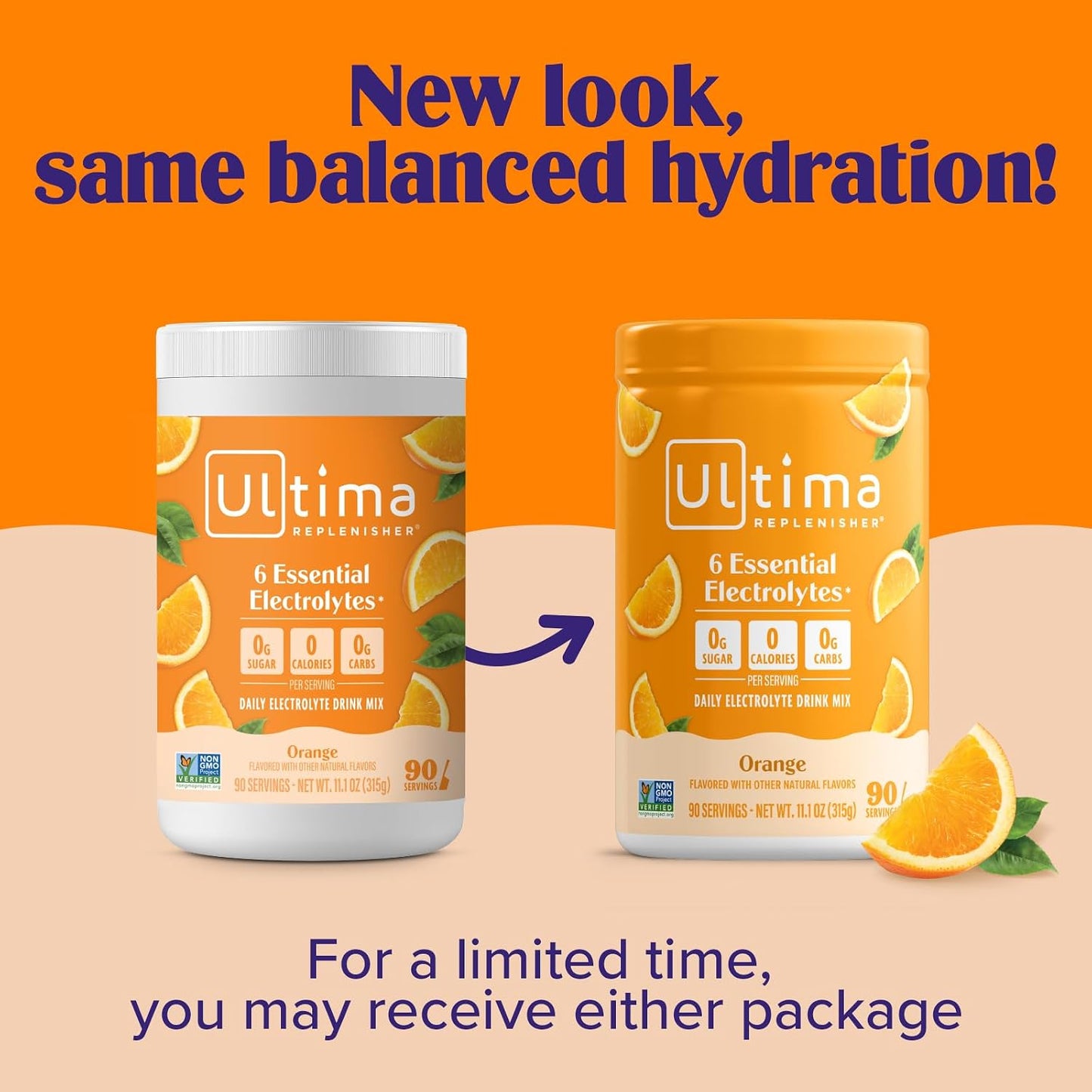 Ultima Replenisher Electrolyte Powder Drink Mix Bundle – Sugar Free – Orange, 90 Serving Canister and 20 Stickpacks – 6 Electrolytes and Minerals – Keto Friendly, Vegan, Non-GMO