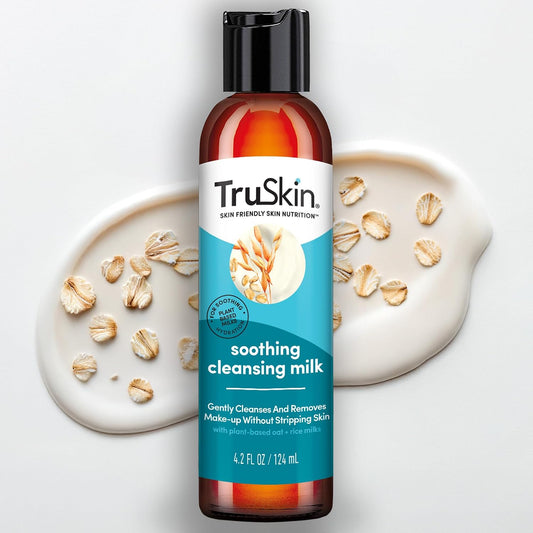 TruSkin Soothing Cleansing Milk with Rice & Oat Milk, 5 fl oz | With Hyaluronic Acid to gently remove makeup, cleanse and hydrate sensitive skin without stripping moisture