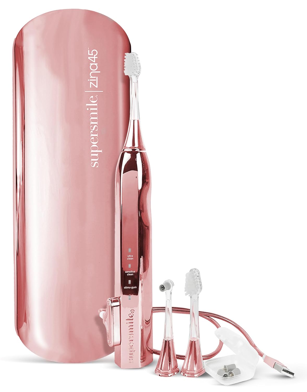 Supersmile Zina45 Deluxe Sonic Pulse Toothbrush, Rose Gold, Rechargeable