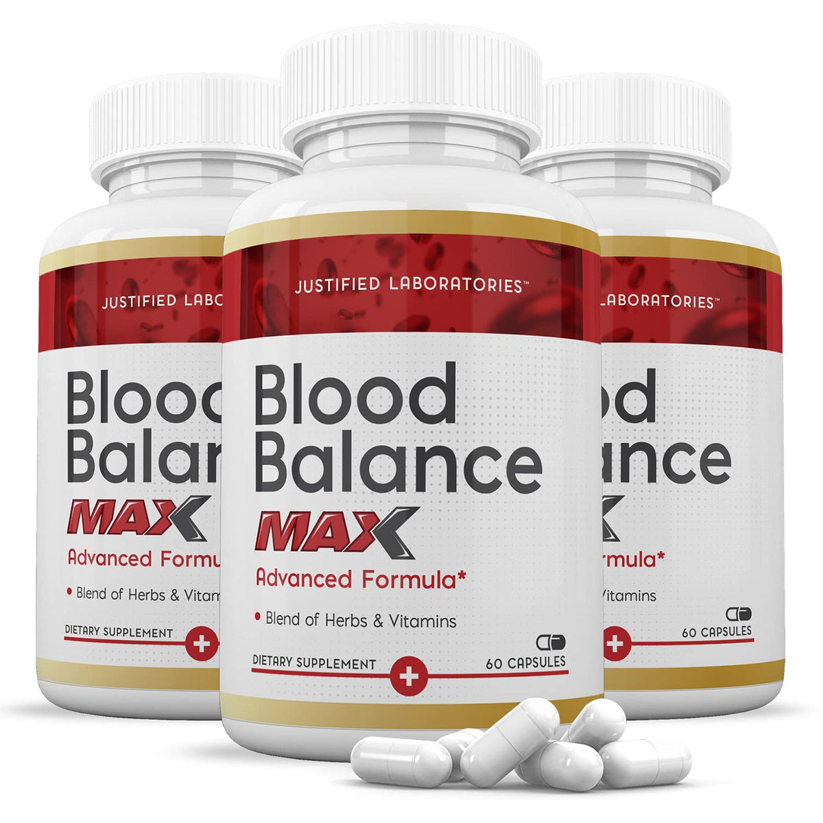 Justified Laboratories (3 Pack Blood Balance Max 1295MG Formula Supplement Pills 