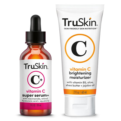TruSkin Vitamin C Super Serum & Moisturizer Duo, 1 fl oz & 2 fl oz | Two-step Vitamin C routine to brighten, hydrate and support smoother, firmer-looking skin