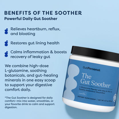 GutPersonal The Gut Soother L-Glutamine Powder Supplement: Restore Gut Lining, Soothe Digestive Discomfort While Promoting Overall Gut Health, 30 Servings (Chocolate)