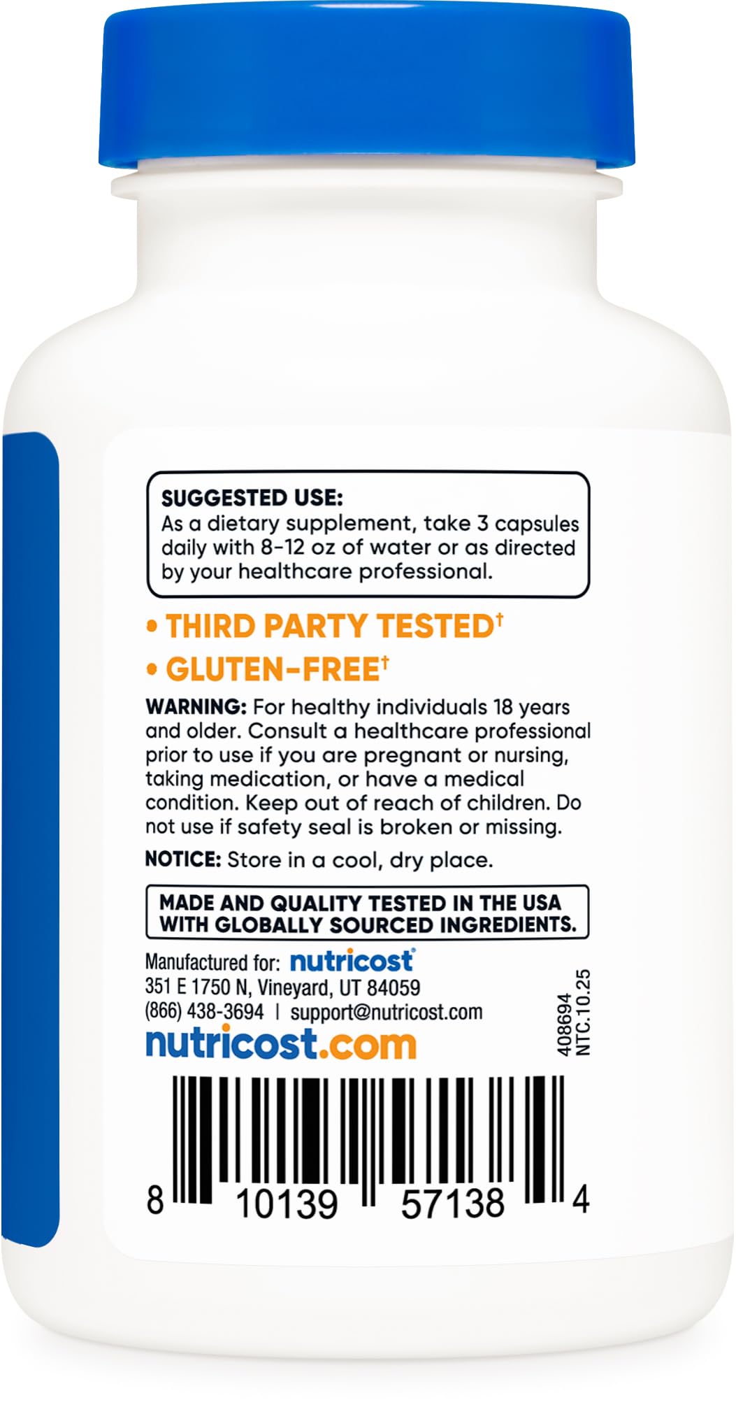 Nutricost Magnesium Glycinate Capsules, 180 Capsules, 210mg | Gentle Absorption, Magnesium Glycinate Supplement