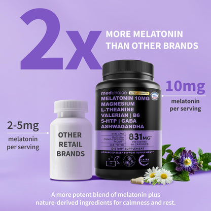 MedChoice 12-in-1 Melatonin 10mg Extra Strength Sleep Capsules, 90ct