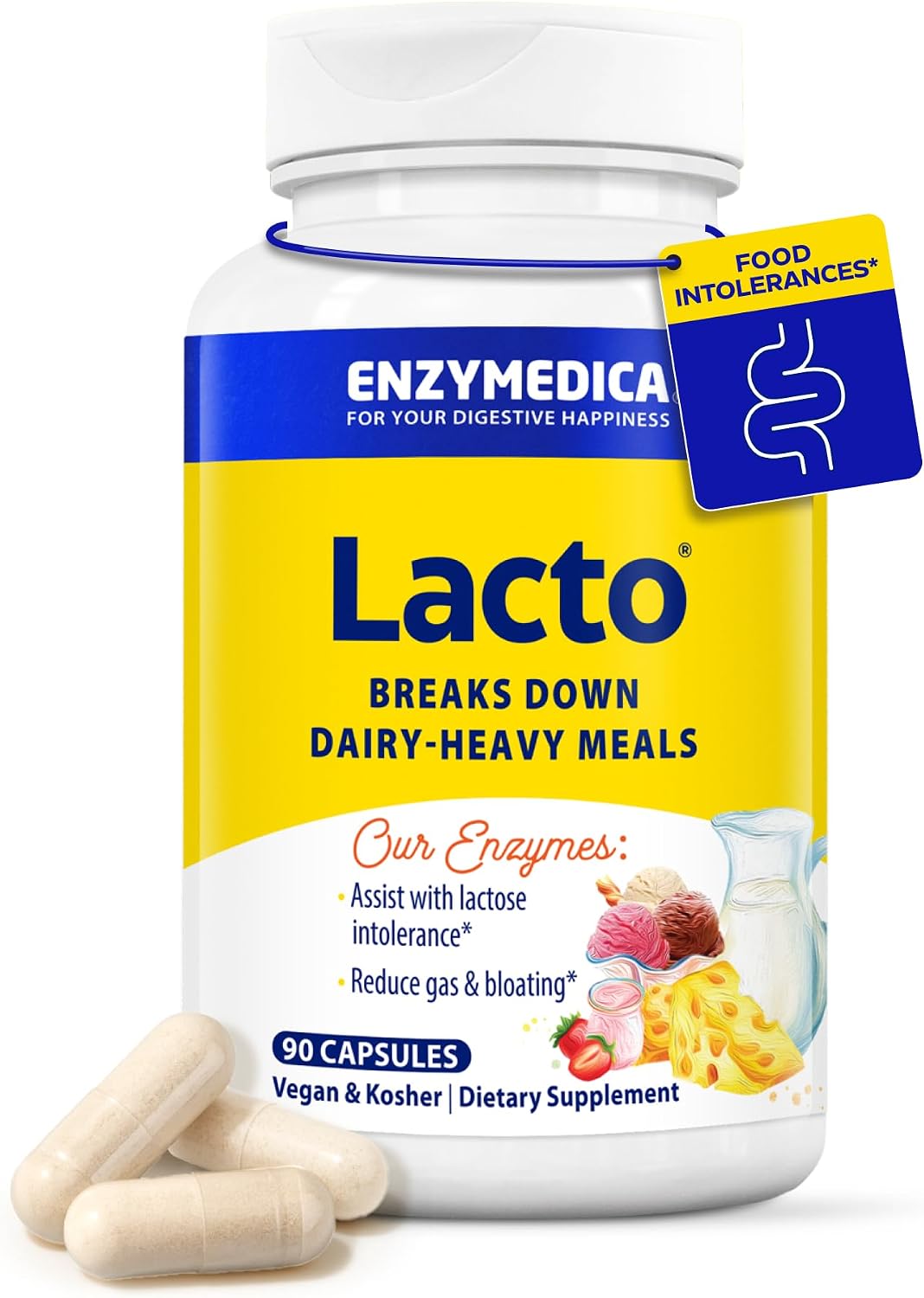 Enzymedica Lacto Digestive Enzymes for Men & Women - 90 Capsules