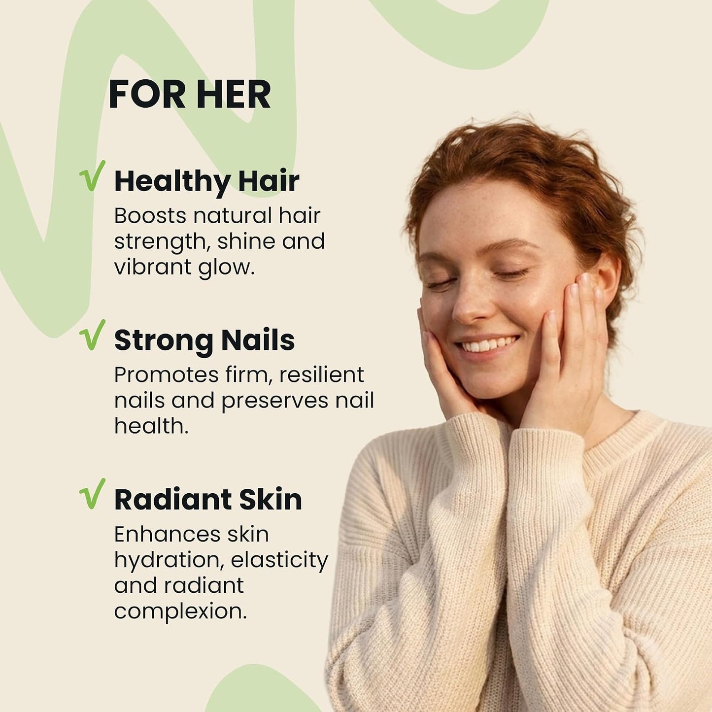 Collagen Peptides & Hyaluronic Acid Supplement with Vitamins A, C, E, B6, Biotin, Zinc & Selenium – Skin Hydration, Hair Growth & Nail Strength Complex for Women & Men