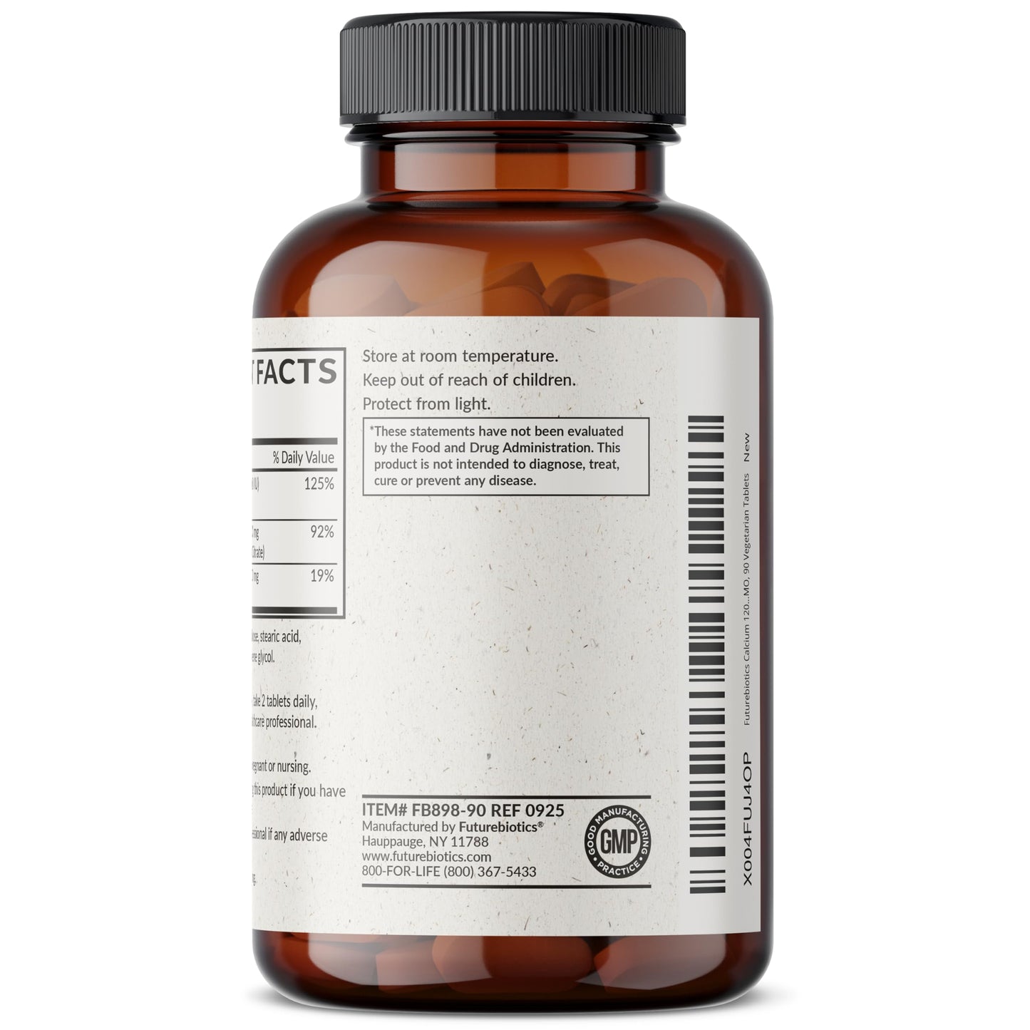 Futurebiotics Calcium 1200 MG Per Serving Sustained Release with Vitamin D3 1000 IU Per Serving Non-GMO, 90 Vegetarian Tablets