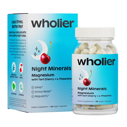 wholier Night Minerals Magnesium Glycinate & Calcium, Berry, 25 Servings