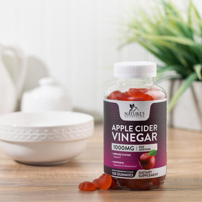 Nature's Nutrition Apple Vinegar Gummy for Weight Loss 1000mg - Vegan Apple Cider Vinegar