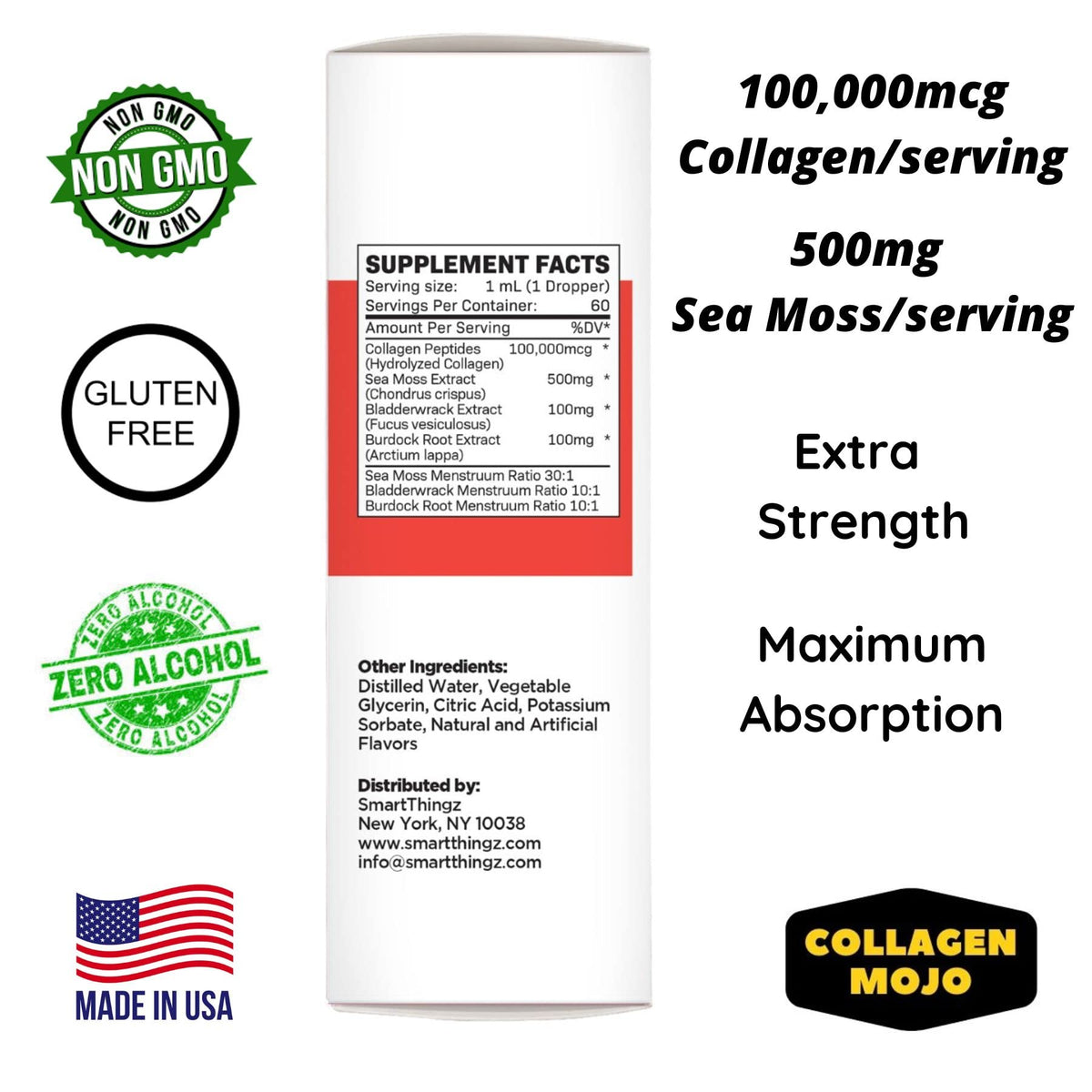 Collagen Mojo Liquid Collagen Peptides with Sea Moss, Burdock Root & Bladderwrack
