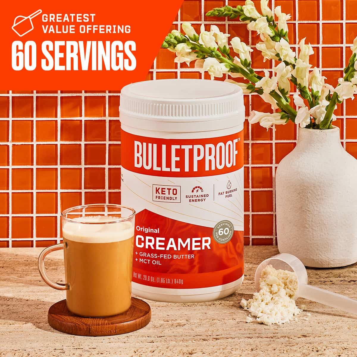 Bulletproof Original Medium Roast Ground Coffee, 12 Ounces (Pack of 3), and Bulletproof Original Creamer, 29.6 Ounces