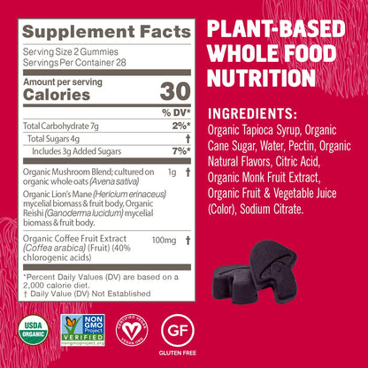 OM MUSHROOM SUPERFOOD Master Blend Mushroom Gummies – Organic 10-Mushroom Complex with Ashwagandha – Supports Immunity, Gut Health & Stress Relief – Mixed Berry Flavor – 28 Servings, 56 Count.