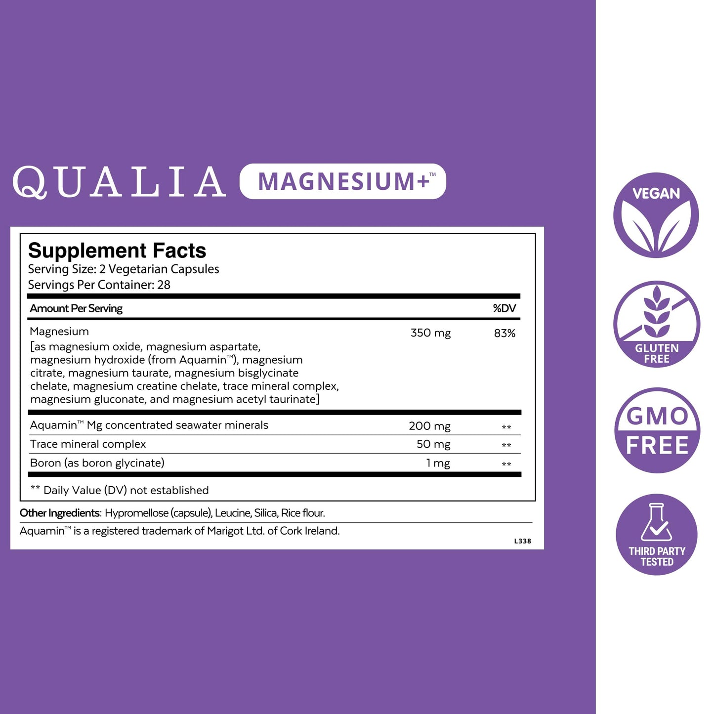 Qualia Magnesium Supplement | 10 Bioavailable Forms, Including Magnesium Glycinate, with 70+ Supporting Minerals, +7 Amino Acids | Doctor-Formulated to Support Sleep, Stress Relief, Heart, Relaxation