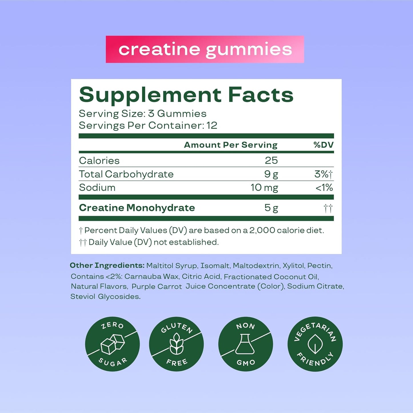 Bloom Nutrition Creatine Monohydrate Gummies, Berry Boost, 12 Servings | 5g Per Serving, Sugar Free Creatine Gummy for Workout, Strength, Cognitive Health & Lean Muscle Support, Gluten Free, Non GMO