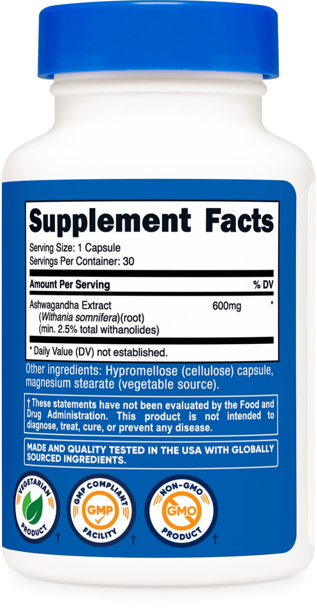Nutricost Ashwagandha Herbal Supplement 600mg, 120 Capsules | Vegetarian, Non-GMO, Gluten Free, Ashwagandha Root