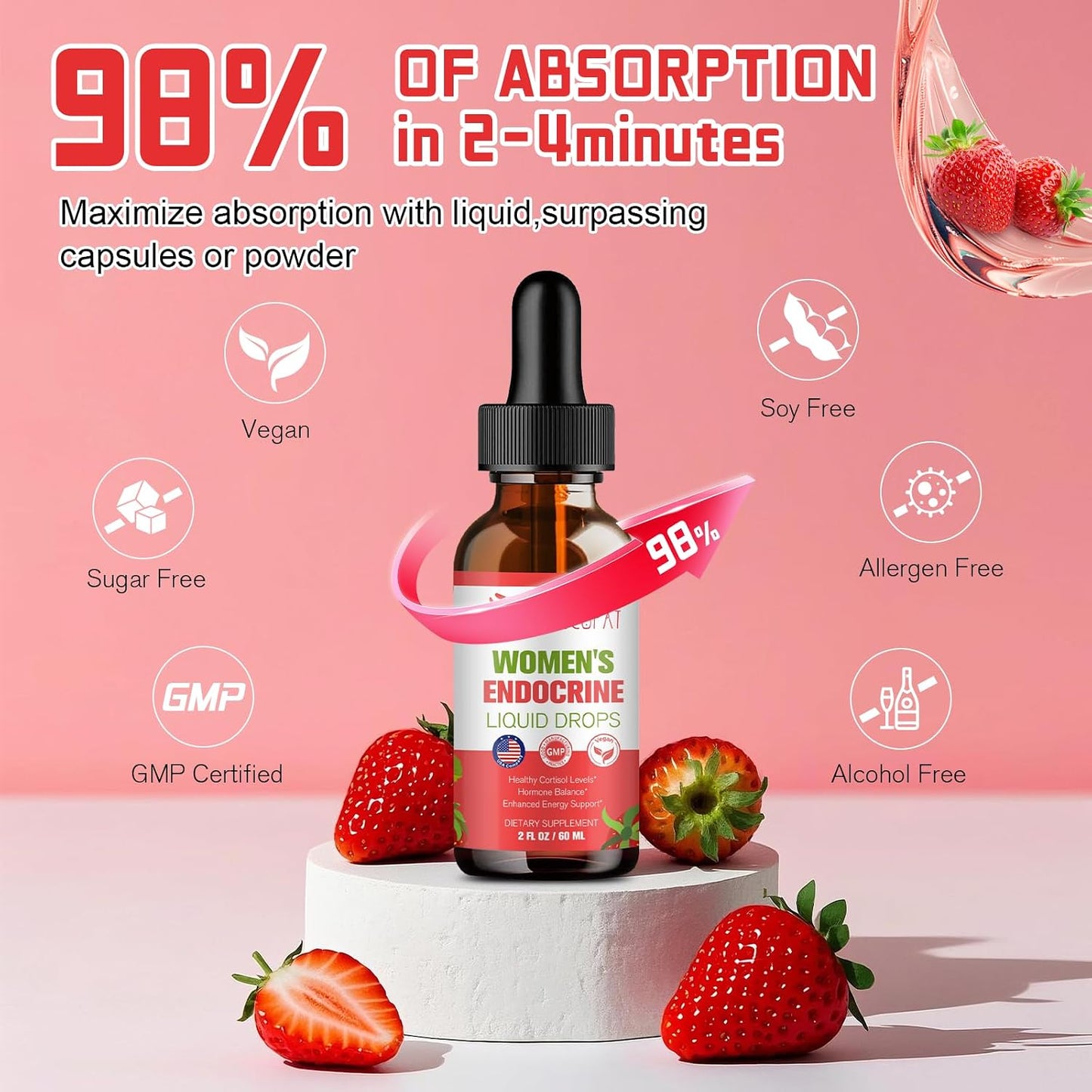 Migcopat Women Endocrine Superfood Supplement Liquid Drops, Supports Healthy Cortisol Levels, Hormonal Balance, Gut Health, Mood, Sleep Support, Multivitamin+Inositols, Rhodiola, DIM