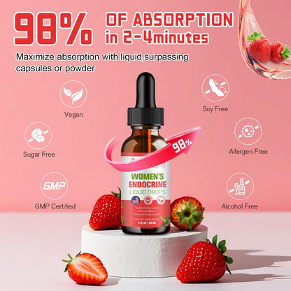 Migcopat Women Endocrine Superfood Supplement Liquid Drops, Supports Healthy Cortisol Levels, Hormonal Balance, Gut Health, Mood, Sleep Support, Multivitamin+Inositols, Rhodiola, DIM