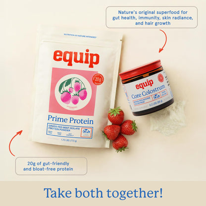 Equip Prime Chocolate Protein Powder - Gut-Friendly, No Sugar Protein Shake Powder with Grass-Fed Beef & Natural Collagen - Rich & Creamy Mix - 21g Per Serving - Whey & Dairy-Free (30 Scoops)