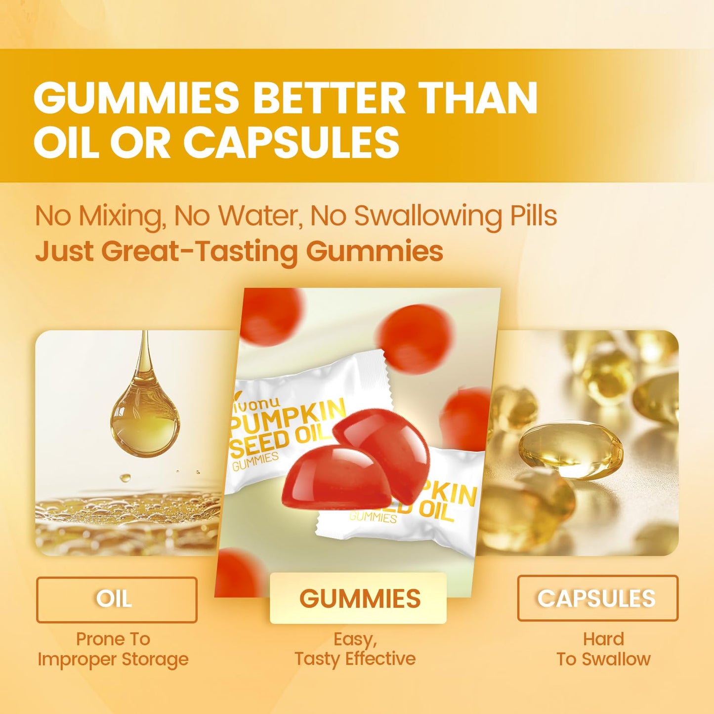 Organic Pumpkin Seed Oil Gummies,Cold Pressed Pumpkin Seed Oil with Saw Palmetto Gummies,for Prostate Health,BPH Support,Hair & Bladder Control - Non-GMO,Sugar-Free