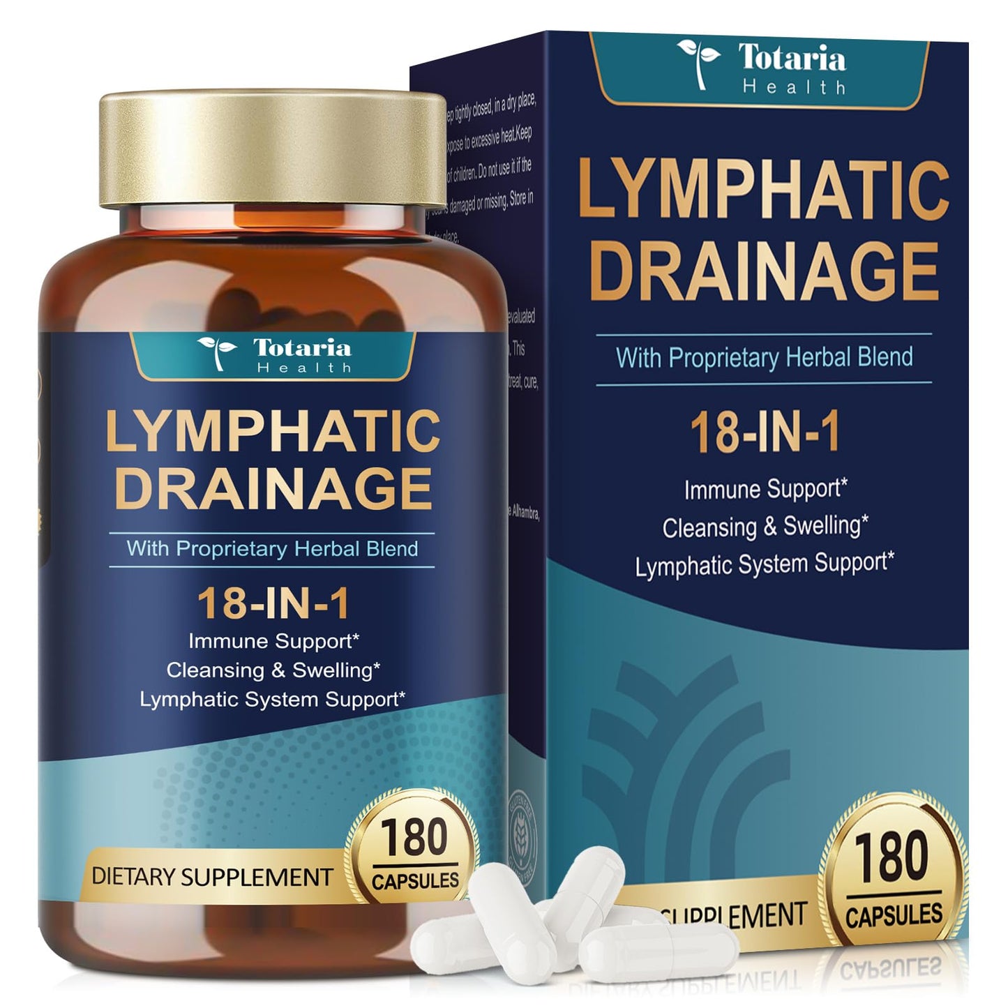 Totaria Lymphatic Drainage - Reduce Lymph Swelling with Echinacea, Dandelion, Burdock, Bromelain, Vitamin C, Zinc, Selenium, Proprietary Herbal Blend, Lymph MD System Support, 120 Counts