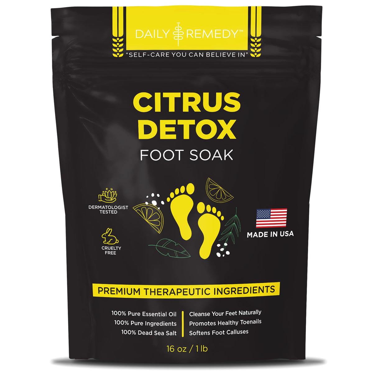 Citrus Detox Foot Soak with Epsom Salt - for Foot Callus, Immune Boost, Damaged Toenail