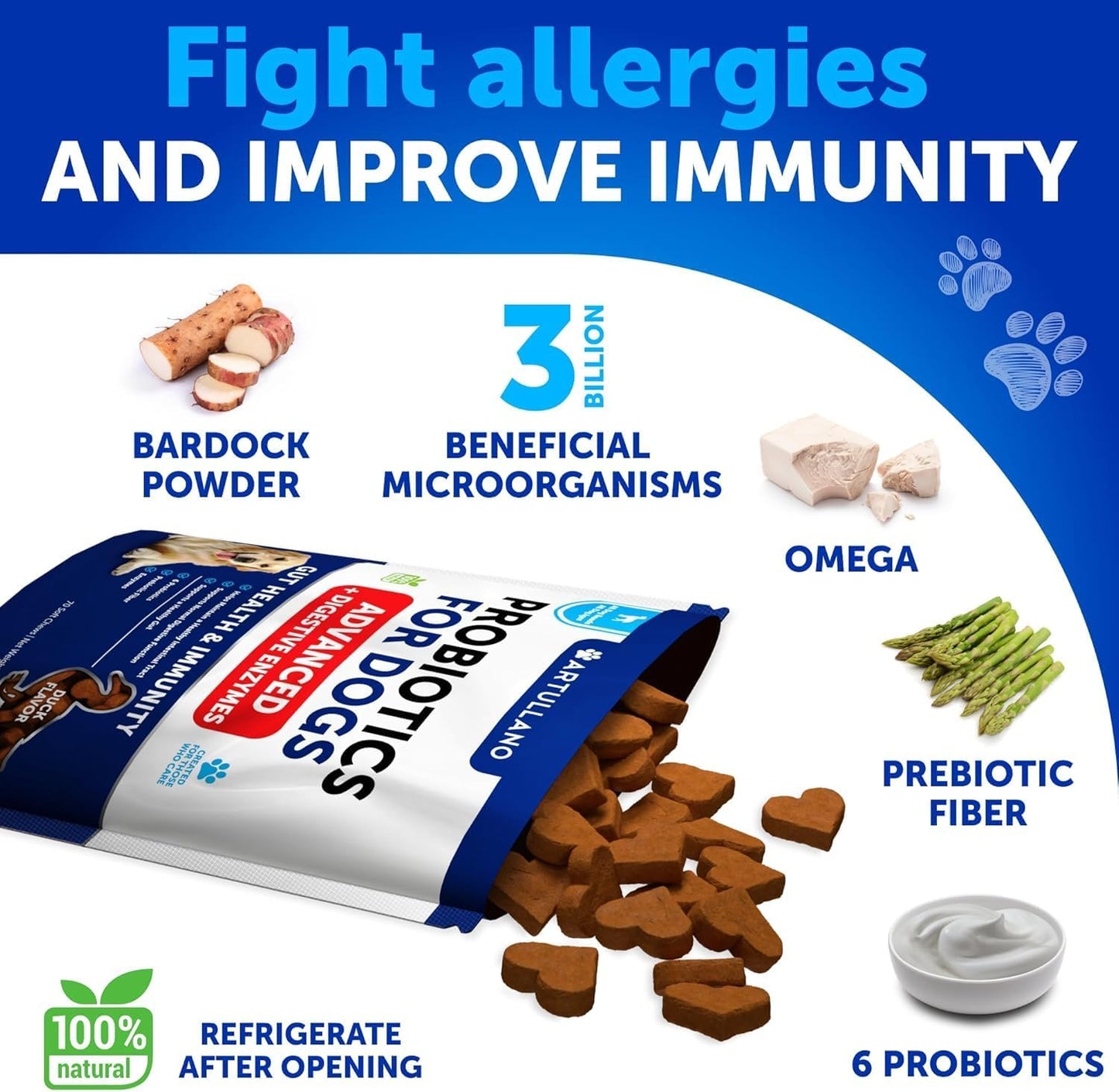 Dog Probiotic Chews + Salmon Oil Bundle - Probiotics & Prebiotics for Gut Health, Immunity, Yeast Balance, Reduces Diarrhea - Omega 3 with EPA & DHA for Skin, Coat, Joint & Allergy Support