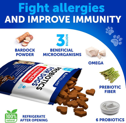 Probiotics for Dogs - Support Gut Health, Itchy Skin, Allergies, Immunity, Yeast Balance - Dog Probiotics and Digestive Enzymes with Prebiotics - Reduce Diarrhea, Gas - 120 Probiotic Chews for Dogs