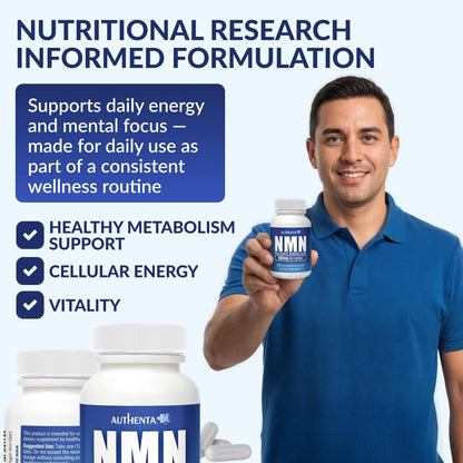 NMN Supplement 600 mg/Capsule Once Daily | 99% Pure Beta Nicotinamide Mononucleotide | Potent NAD⁺ Precursor | Supports Cellular Energy & Metabolism | Vegan, Non-GMO, Third-Party Tested & Gluten-Free