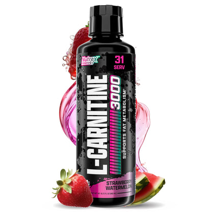 Nutrex Research L Carnitine 3000 - Clinically Dosed L-Carnitine Liquid for Energy, Metabolism & Muscle Recovery - Delicious Strawberry Watermelon - No Sugar, No Carbs, No Stimulants - 31 Servings