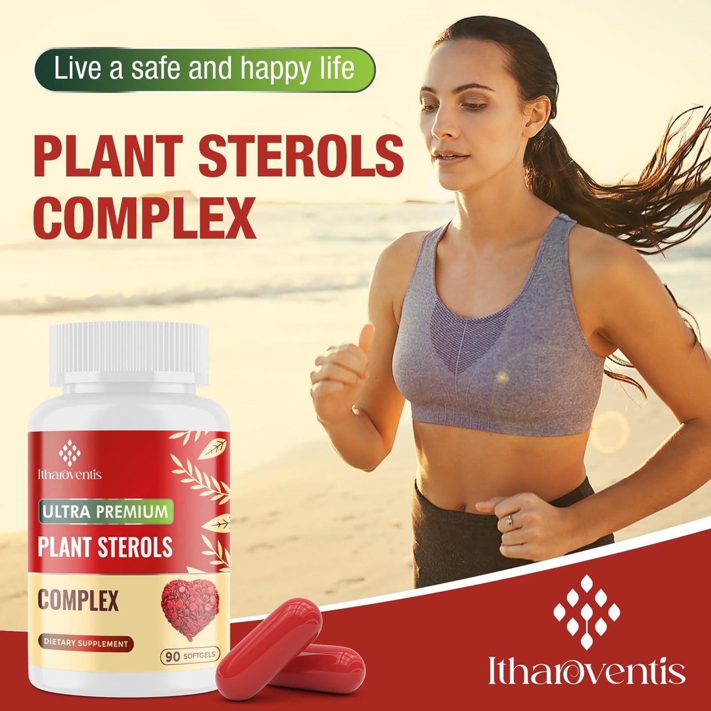 Itharoventis Plant Sterols Supplement with Red Yeast Rice | Advanced Formula with Omega-3, Bergamot & Garlic, 90 Softgels