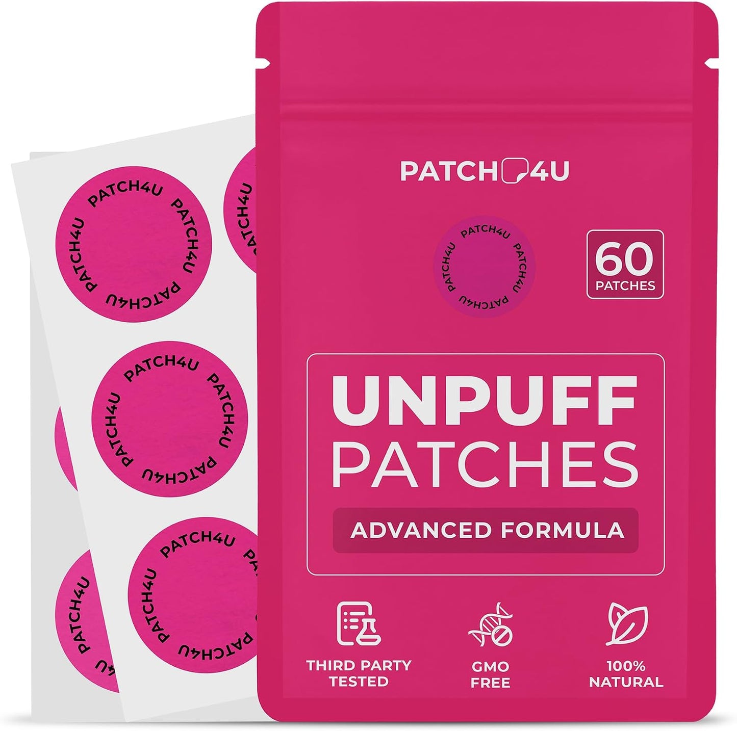 PATCH4U Unpuff Patches with Dandelion & Ginger 60 Count (60 Day Supply)