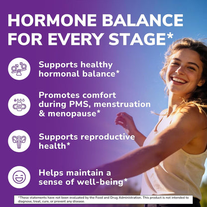 Organic Vitex Chasteberry Supplement for Women, Hormone Balance, Fertility Support, Healthy Menstrual Cycle, Vegan, 120 Capsules
