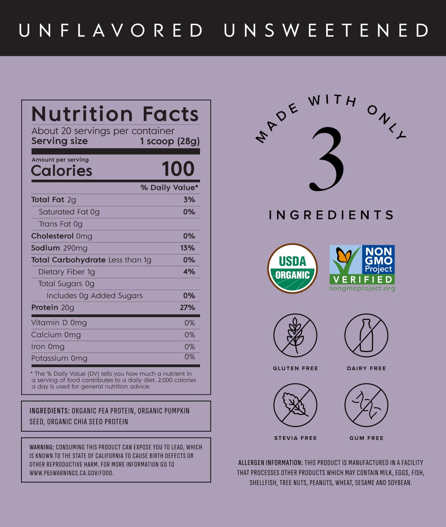 Truvani Organic Plant Based Protein Powder | Vanilla | 18 Servings | Vegan | 20g Pea Protein | Keto | Gluten & Dairy Free | Low Carb | No Added Sugar