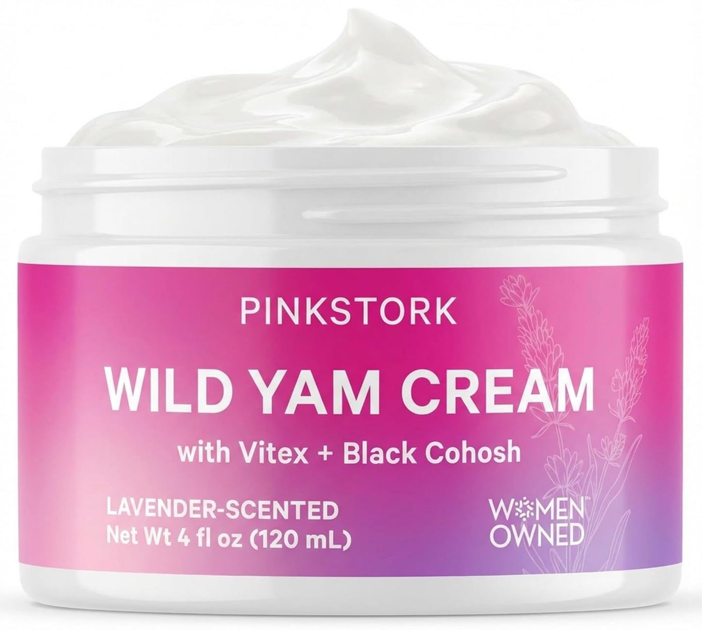 Pink Stork Wild Yam Cream for Hormone Balance, Lavender Scented, 4 oz | With Vitex & Black Cohosh | Doctor-Formulated | PMS, Fertility, Perimenopause, Menopause Support | 1 Month Supply