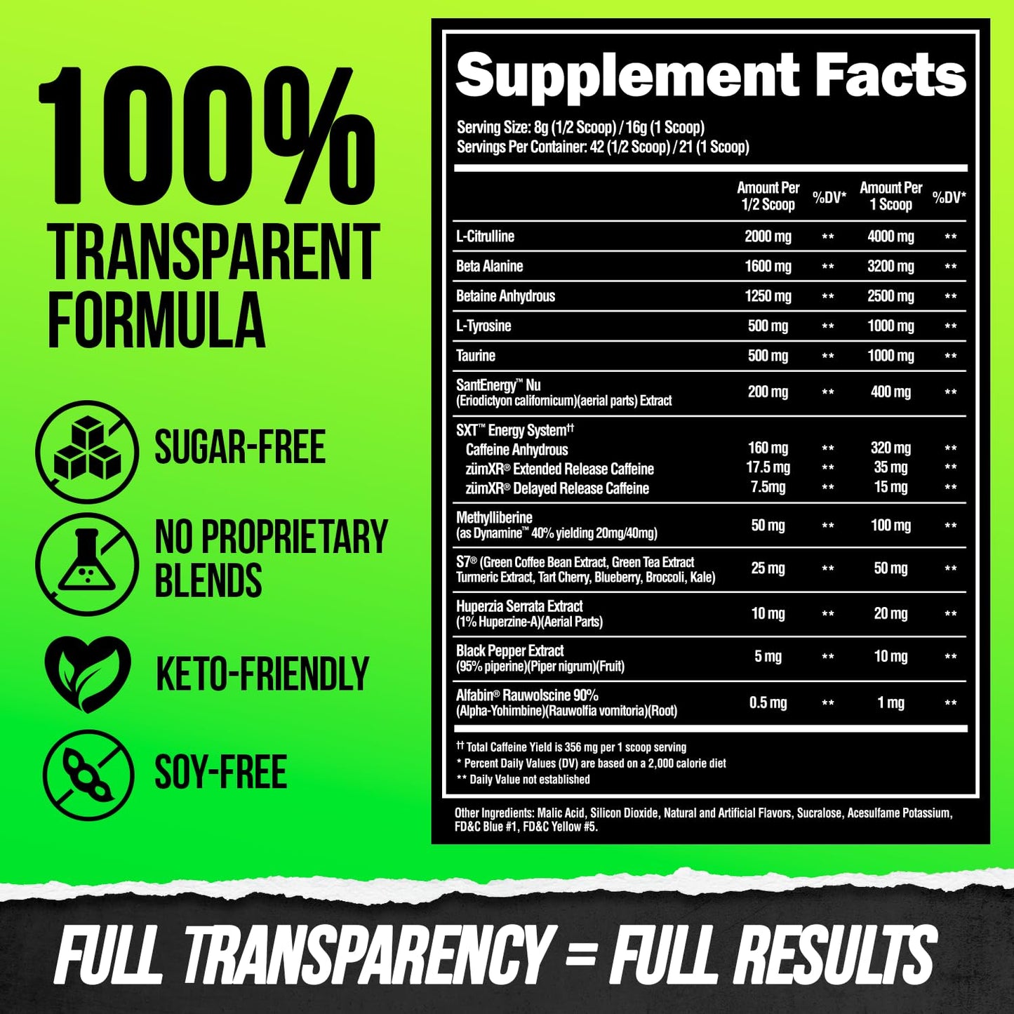 ALPHA LION Superhuman Extreme High Stim Pre Workout Powder, Beta Alanine, L-Taurine & 356mg Tri-Source Caffeine for Sustained Energy, Nitric Oxide & Citrulline for Pump (21 Servings, Slaughtermelon)