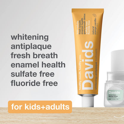 Davids Fluoride Free Toothpaste Teeth Whitening SLS Free Peppermint 5.25oz