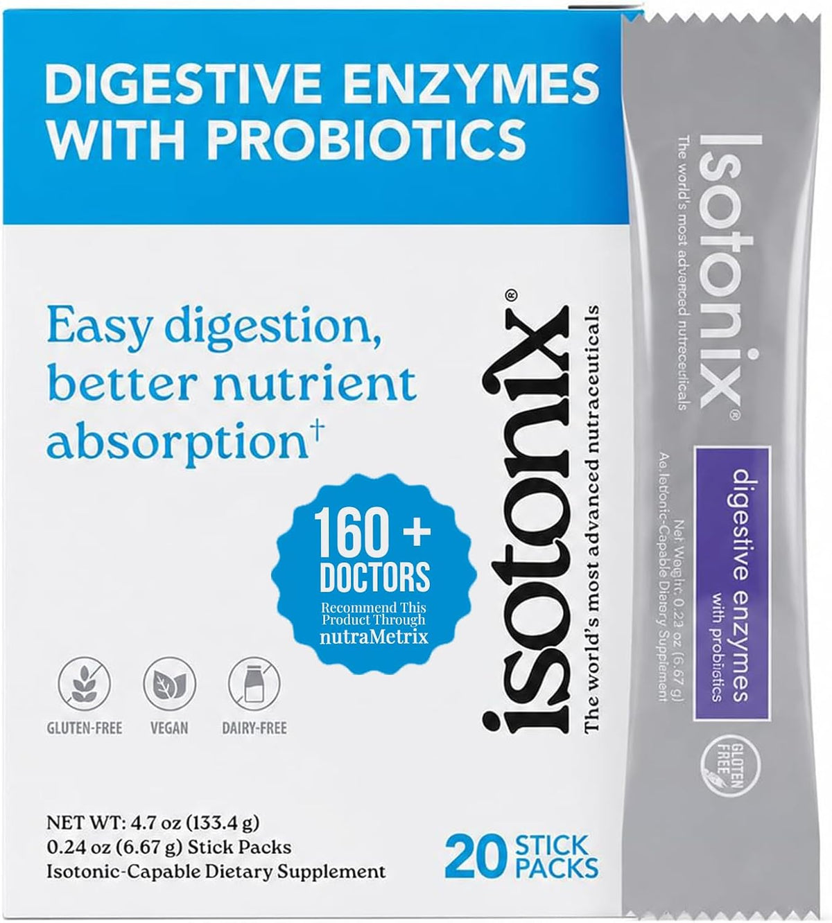 Isotonix Digestive Enzymes with Probiotics Packets, Vegan, 20 Packets