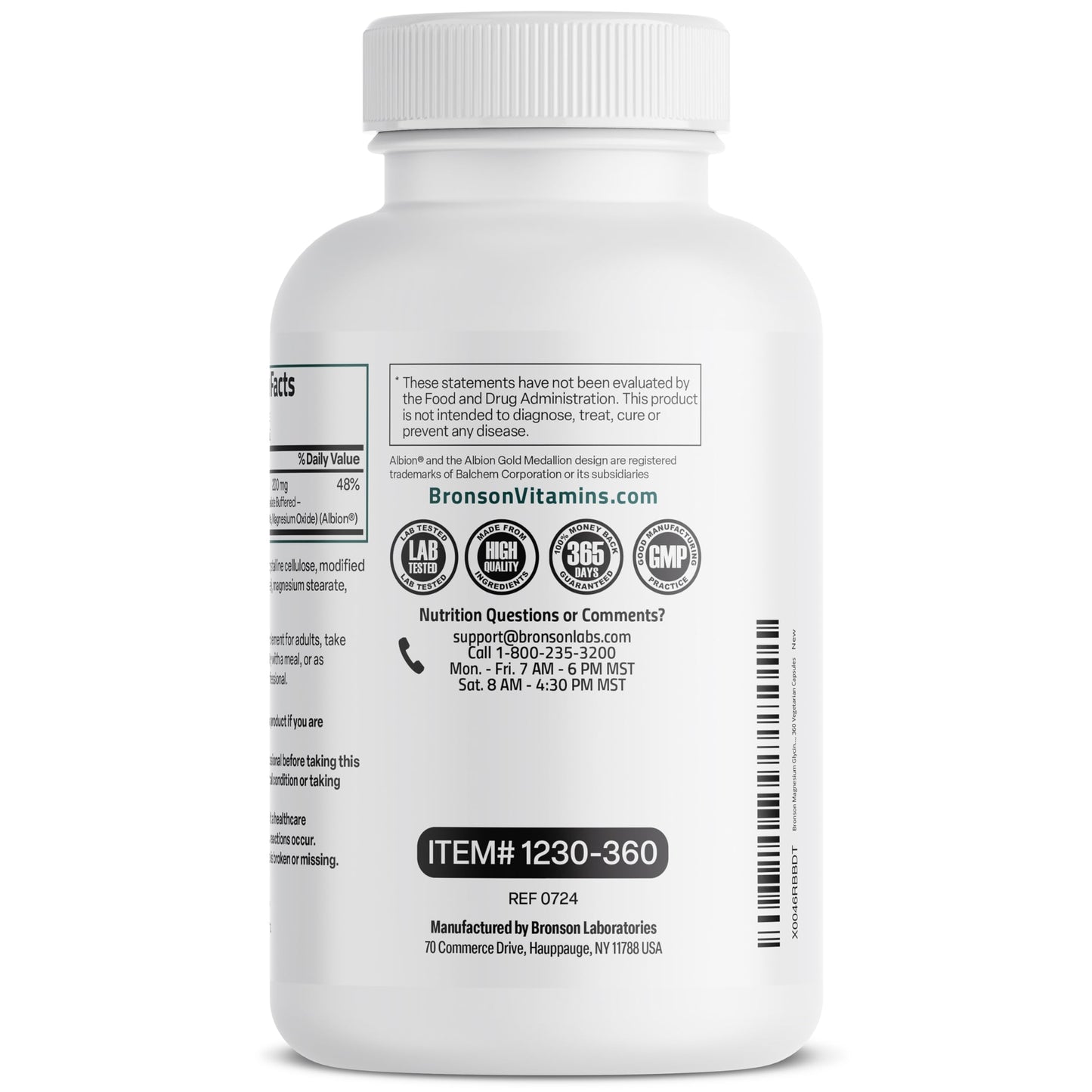 Bronson Magnesium Glycinate 200 MG Chelated High Absorption, 60 Capsules | Stress Relief, Sleep, Heart Health, Nerves, Muscles, and Metabolism Support, Vegetarian, Non-GMO, Gluten Free, Soy Free