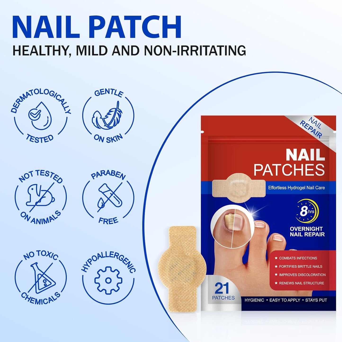 42pcs Toenail Care Patches for Dry, Weak & Cracked Nails, Deeply Moisturizing Nail Surface