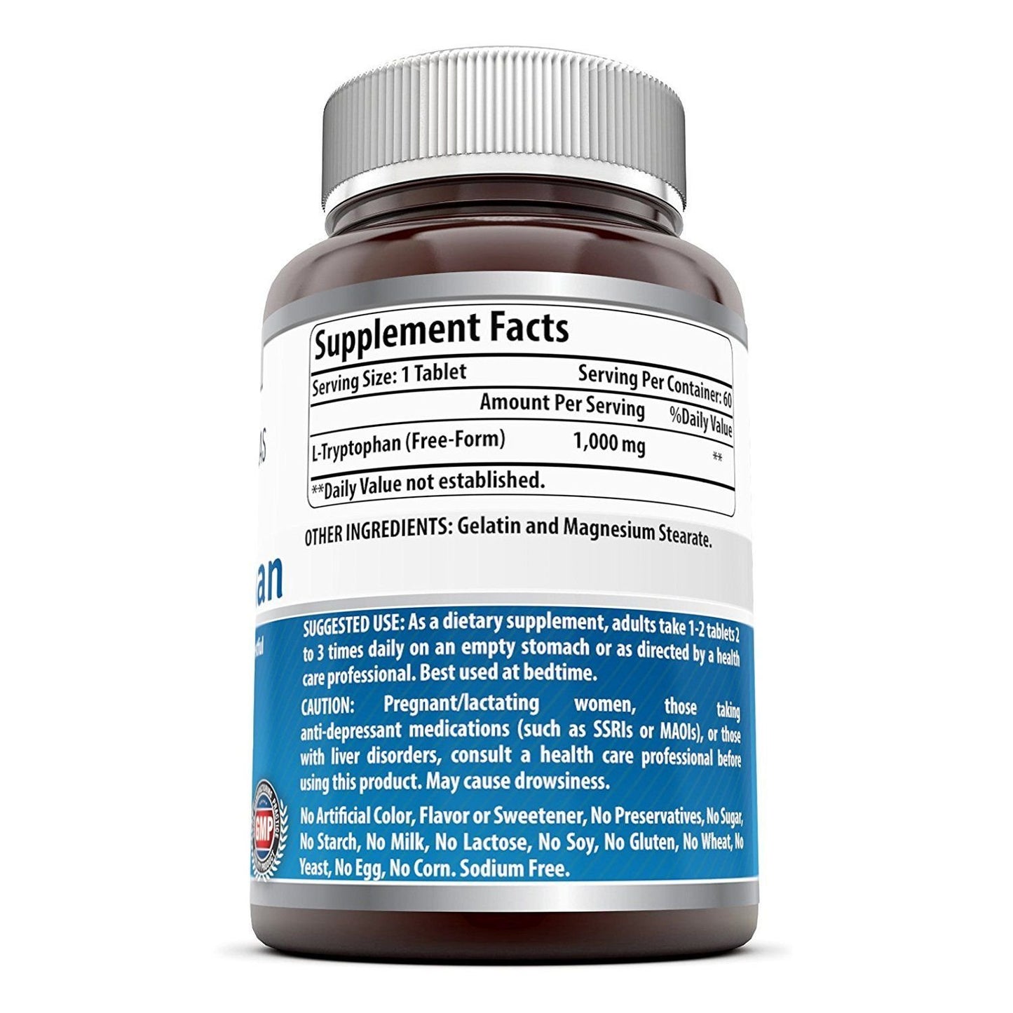 Amazing Formulas L-Tryptophan 1000mg Tablets Supplement | Non-GMO | Gluten Free | Made in USA (240 Count)