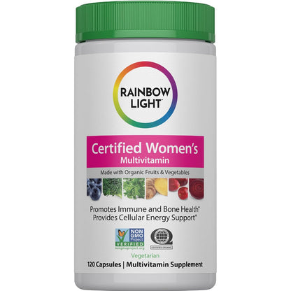 Rainbow Light Multivitamin for Women | 120 Capsules | with Organic Fruits and Vegetables | Vegetarian, Non-GMO | Supports Cellular Energy, Immune & Bone Health | with Iron, Vitamin C & D, + Zinc | Vegetarian, Non-GMO