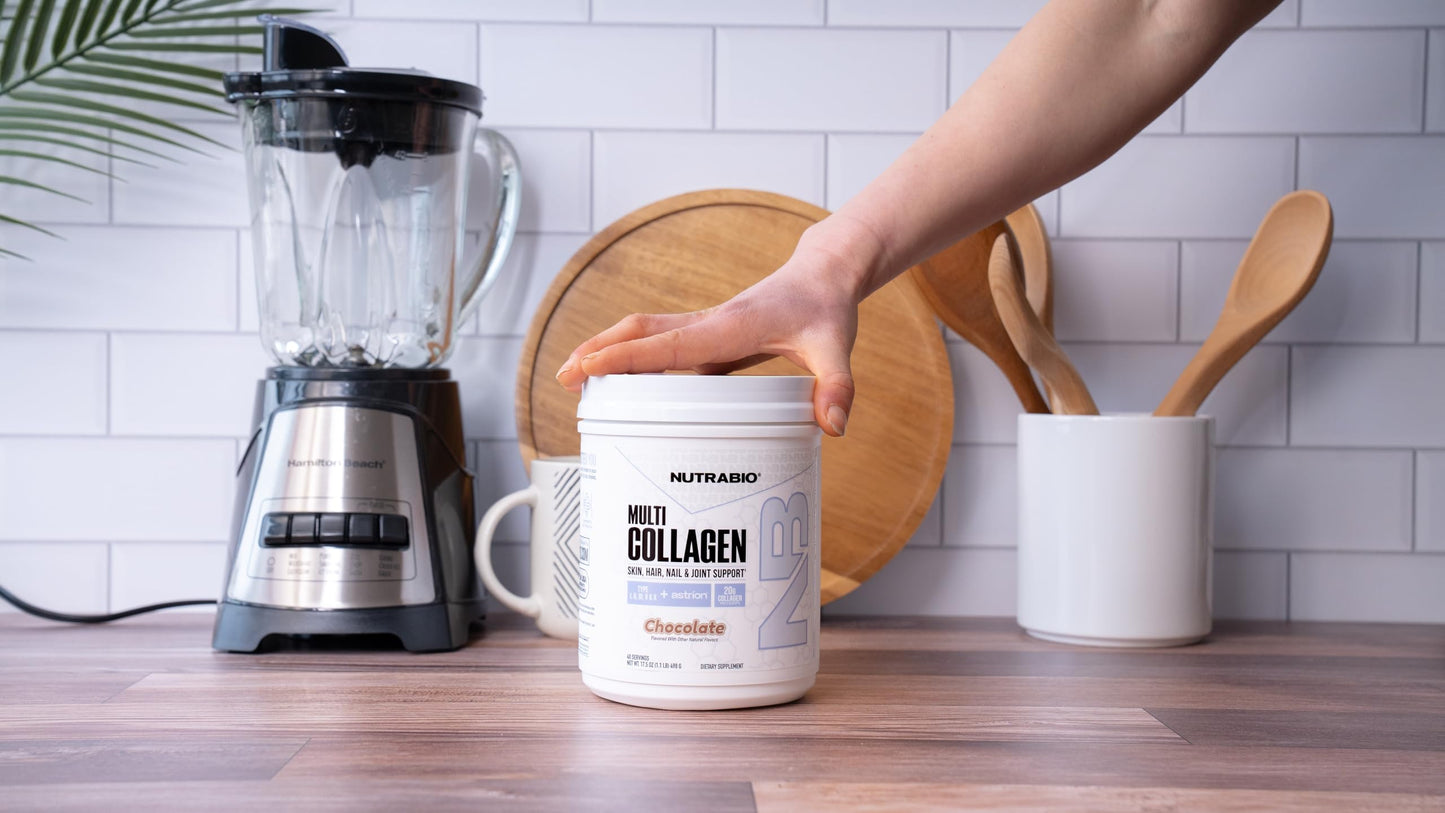 NutraBio Multi Collagen Powder - Hydrolyzed Collagen Peptides for Glowing Hair & Skin - Grass-Fed - Collagen Powder for Women and Men - 40 Servings- Unflavored