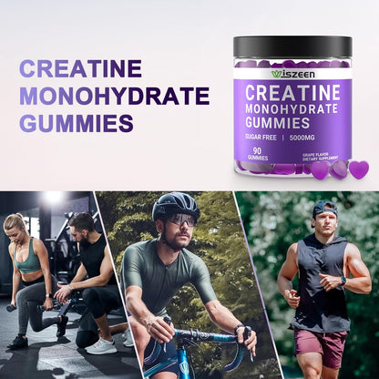Wiszeen Creatine Monohydrate Gummies 5000mg for Men Women, Sugar Free Creatine