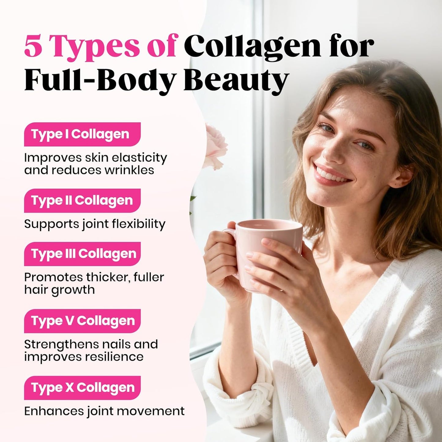 Multi Collagen Powder Type I II III V X, Hydrolyzed Collagen Peptides | With MSM, Glucosamine Chondroitin, Hyaluronic Acid & Vitamin C to Support Skin, Hair, Nails & Joint Health, Unflavored