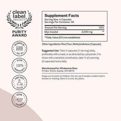 Pure Inositol Supplement | Myo-Inositol Supplement | Inositol Powder Capsules