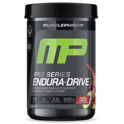 MusclePharm Pro Series ENDURA-DRIVE Pro-Grade Amino Acids Complex with Nootropics | Stim Free Intra Workout & Pre Workout Powder for Endurance & Recovery | Strawberry Watermelon, 1.6 lbs, 30 Servings