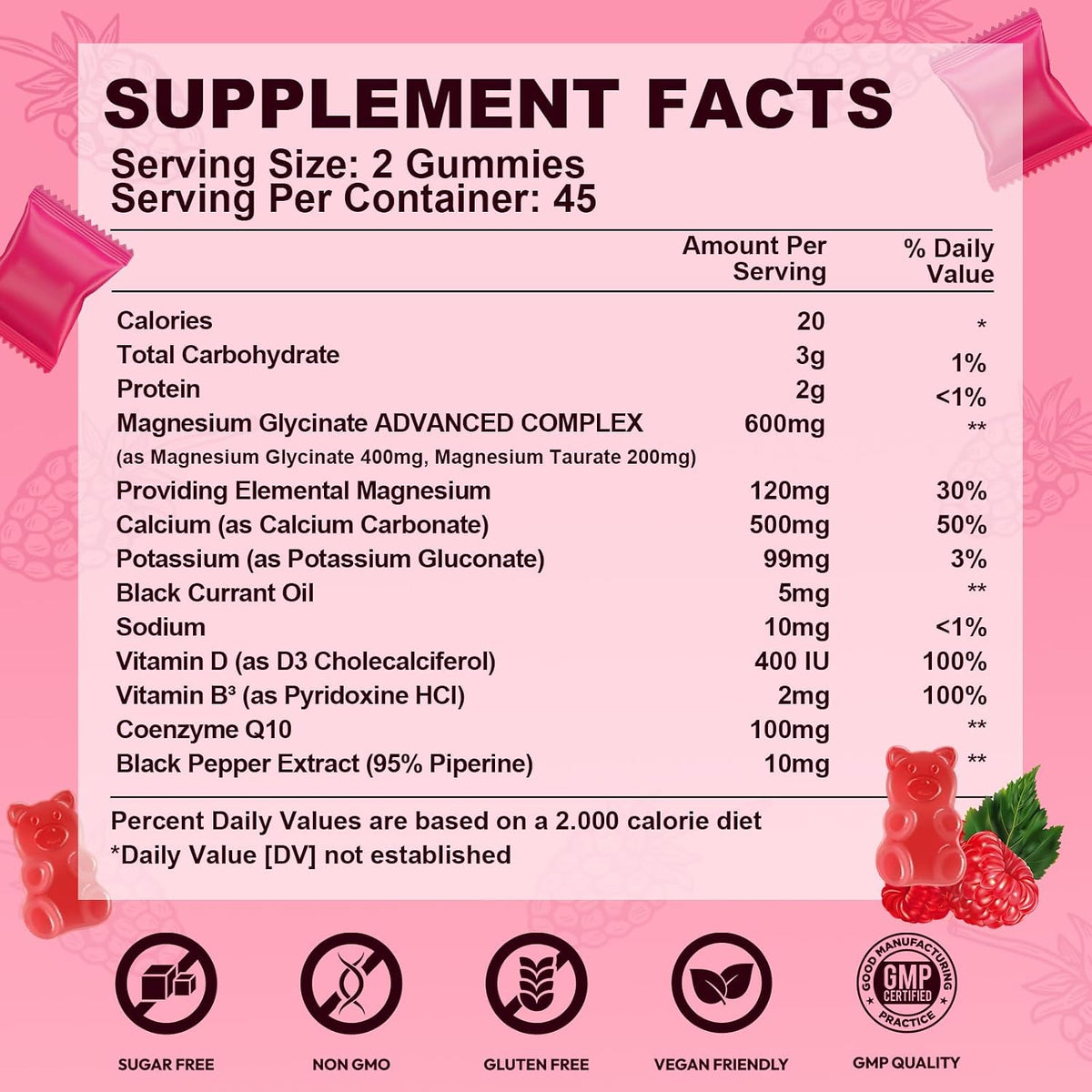 Magnesium Glycinate Gummies 600mg, High Absorption Magnesium Complex, Sugar Free Chewables Gummies with VitaminD & B6, CQ10 for Adults & Kids, Relaxation, Muscle & Zzz Support