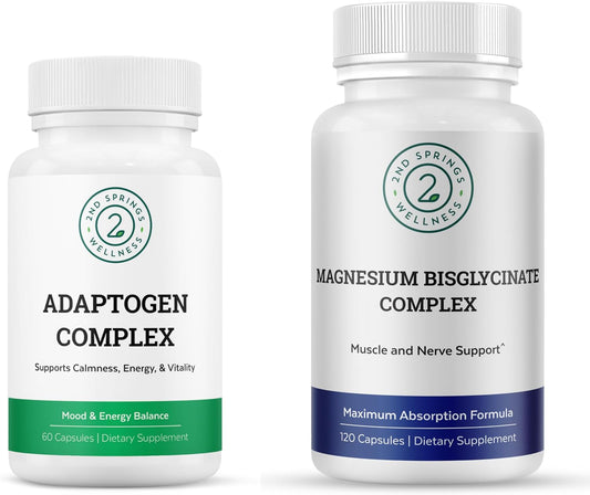 Magnesium Bisglycinate + Adaptogen Complex Bundle | Calm, Stress Support, Muscle Relaxation, Focus, Mood Balance & Daily Wellness